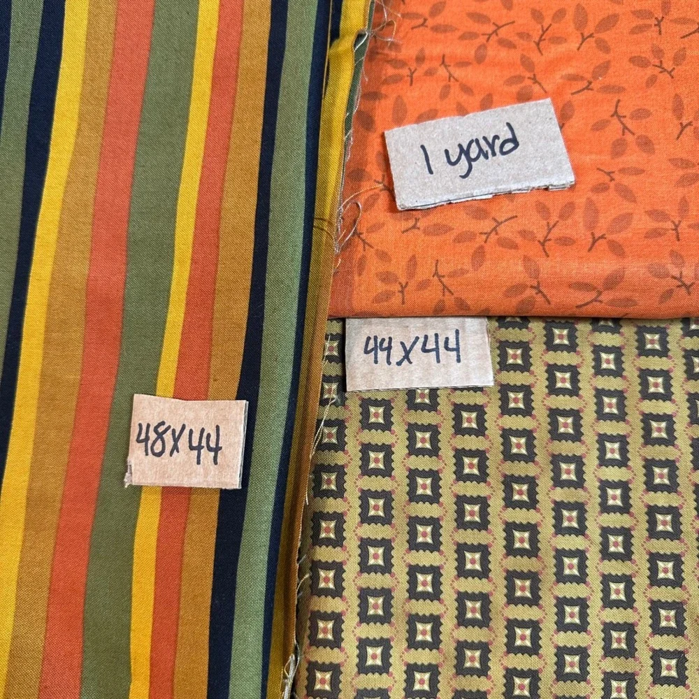 Goldtones Fabric Bundle 3.55 Yards Total Stripes Orange Leaf Geometric Cotton‎